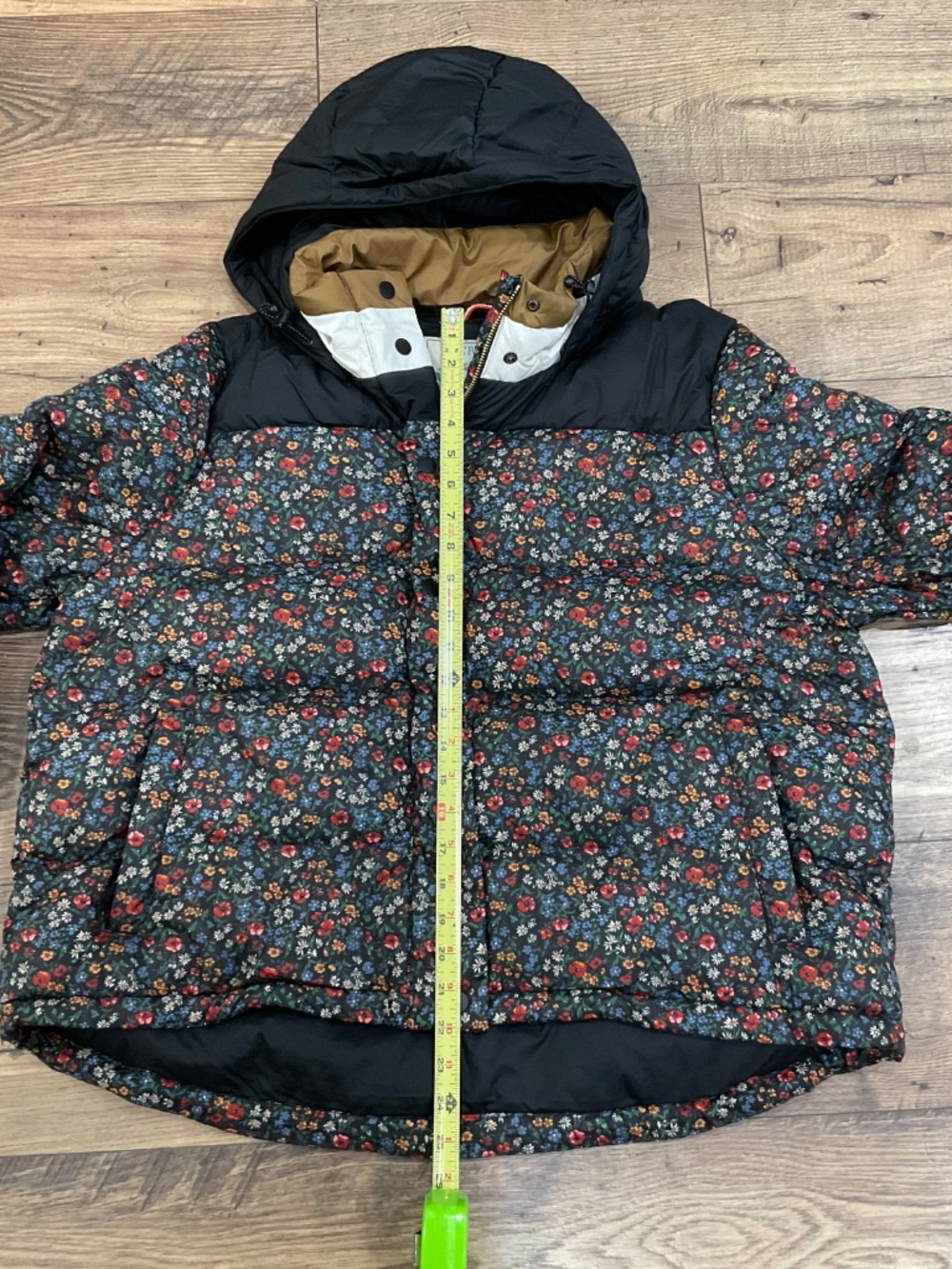 THE GREAT x Eddie Bauer Floral Down Puffer Parka Jacket Black Multi Large L - Picture 2 of 7
